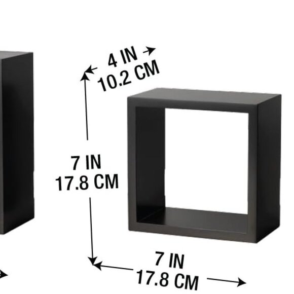 Floating Wall Square Cube Shelves (3) - Picture 2 of 3